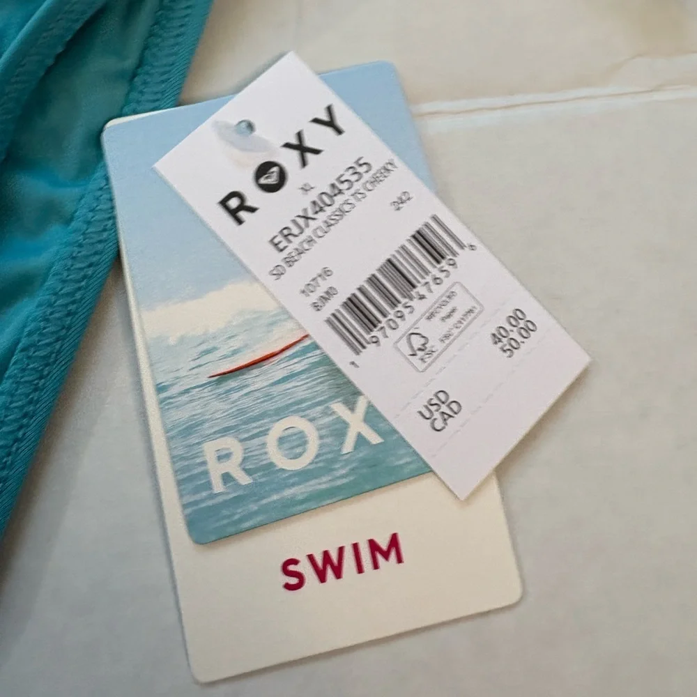 Roxy Womens SD Beach Classics Tie Side Cheeky Bikini Bottom Maui Blue Large XL